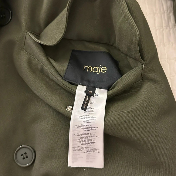 Maje Genuine Fox Fur Kaki Green Jacket Coat Size 36/Small - Picture 4 of 9